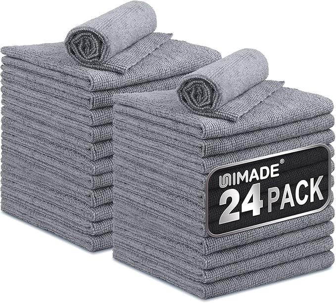 Microfiber Cleaning Cloth, 24 Pack Reusable Microfiber Towels by Unimade