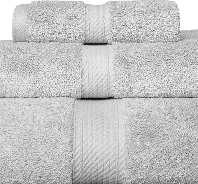 SUPERIOR Solid Egyptian Cotton Towel Set, Hand Towel 20” x 30”, Bath Towel 30” - Image 4