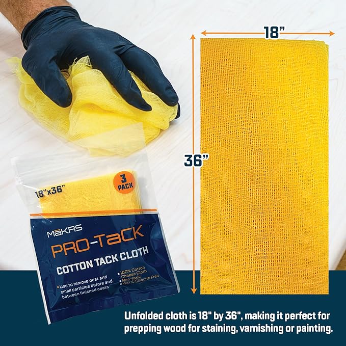MāKRS 18" x 36" Pro-Tack Tack Cloth, Remove and Trap Dust Particles, 100% Cotton - Image 3