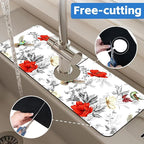 Poppy Wildflower Nightingale Sink Faucet Absorbing Mat Sink Splash Guard Faucet - Image 7