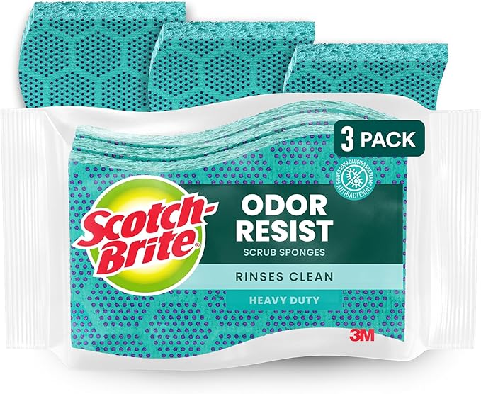 Scotch-Brite Odor Resist Heavy Duty Scrub Sponge, Dishwasher-Safe Kitchen by Scotch-Brite