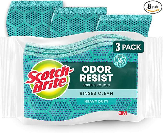 Scotch-Brite Odor Resist Heavy Duty Scrub Sponge, Dishwasher-Safe Kitchen by Scotch-Brite