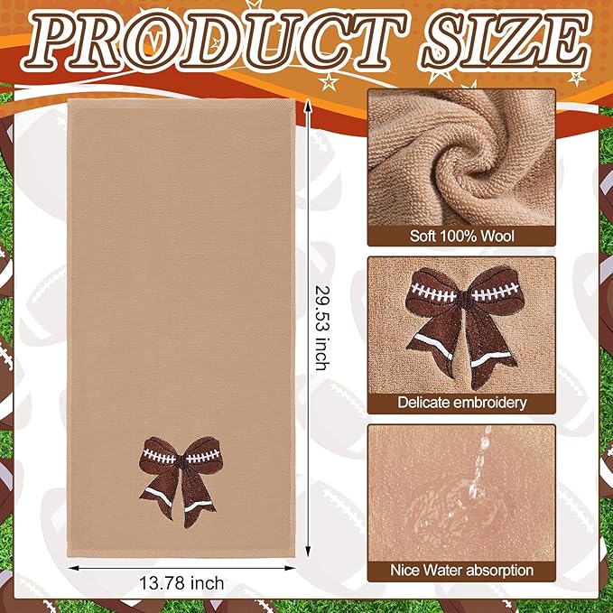 3 Pcs Football Hand Towels for Bathroom Bow Embroidered Bathroom Towels - Image 3