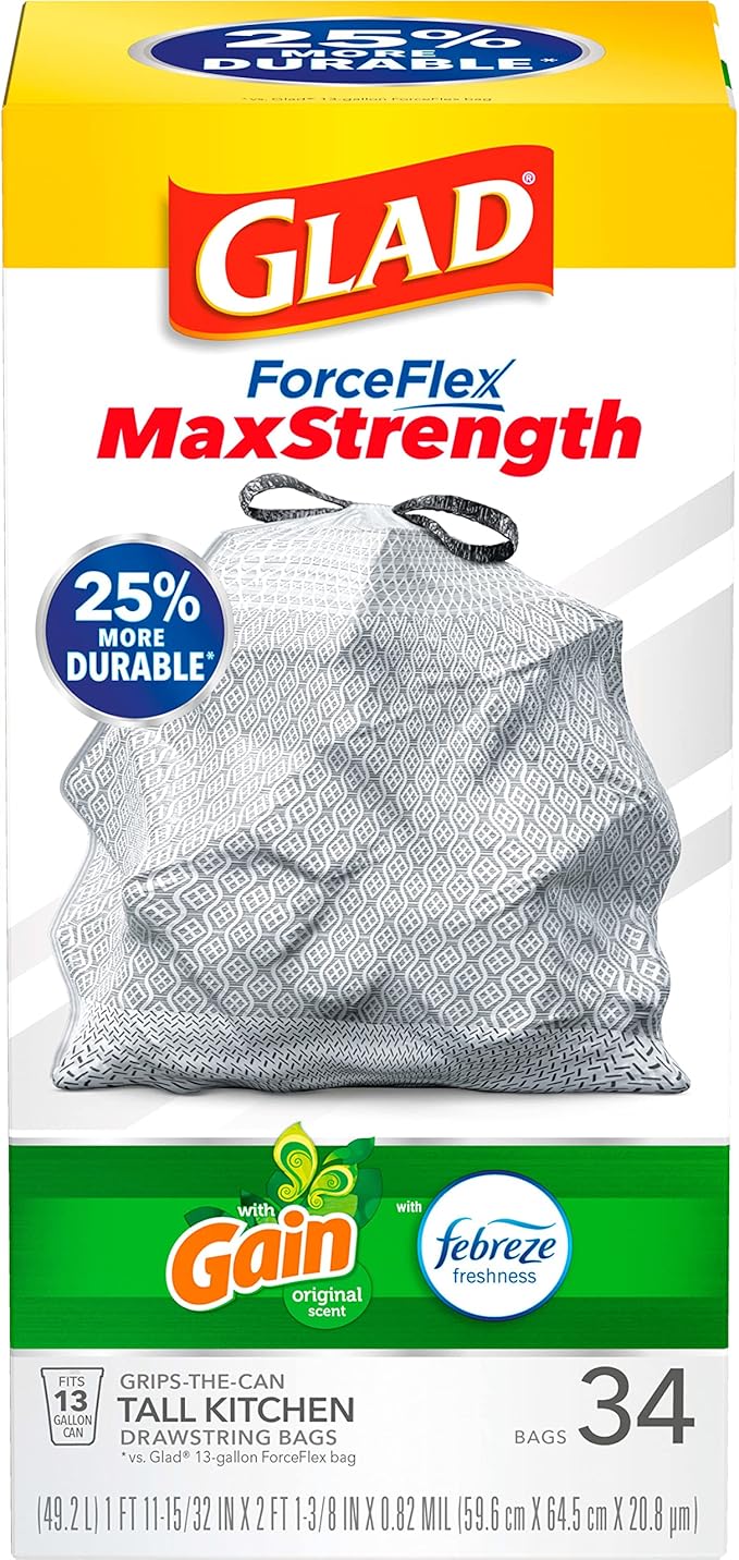 Glad Tall Kitchen Trash Bags 13 Gallon, Gain Original Garbage Bags, Odorshield - Image 9