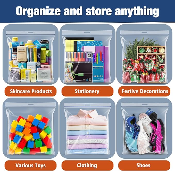 5 Gallon Extra Large Zipper Bag, 18” x 24” Clear Plastic Storage Bag - Image 5