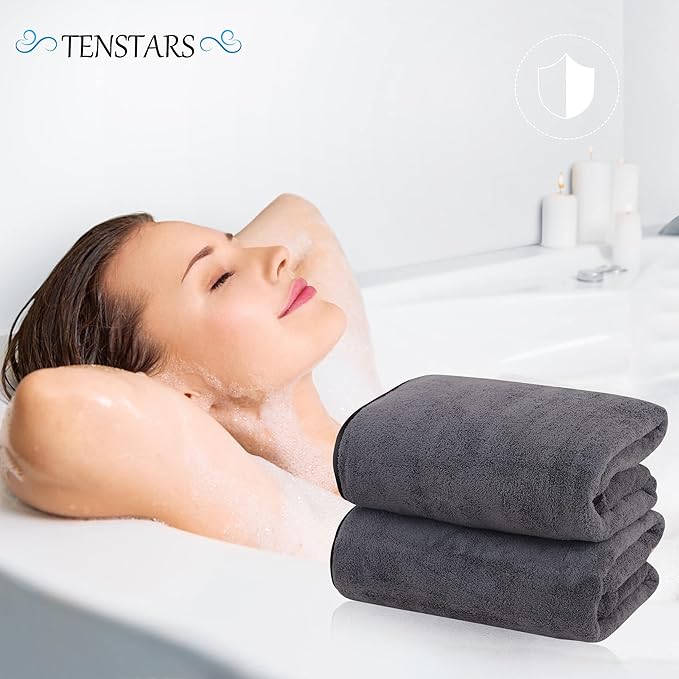 TENSTARS Silk Hemming Bath Towels - Image 5