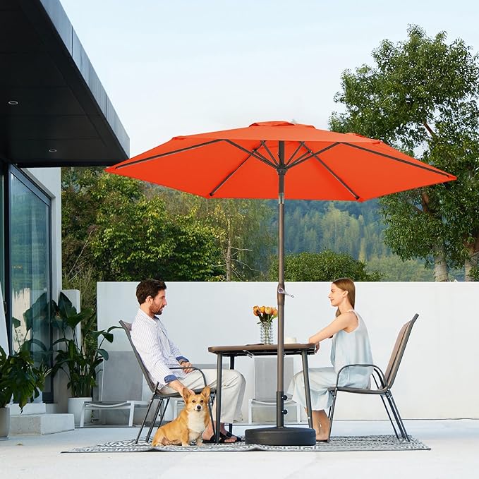 JEAREY 7.5FT Patio Umbrella Market Table Umbrella with 6 Sturdy Ribs, Push Button Tilt/Crank Outdoor Umbrella for Garden, Deck, Backyard, Pool and Beach,Orange - Image 7