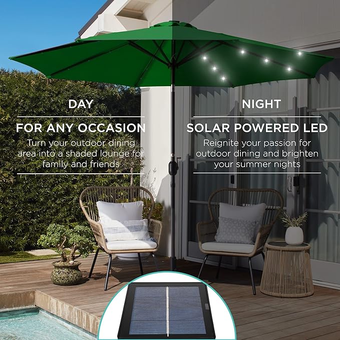 Best Choice Products 10ft Solar Polyester LED Lighted Patio Umbrella w/Tilt Adjustment and UV-Resistant Fabric - Image 3
