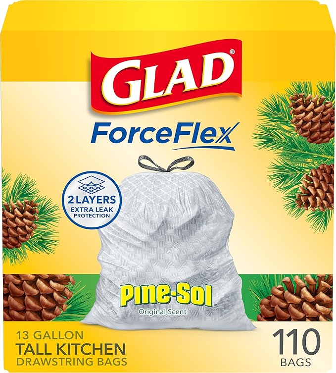 Glad ForceFlex Tall Kitchen Trash Bags, 13 Gallon, Pine-Sol Original by GladTrashFoodStorage