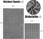 Microfiber Kitchen Towels and Dishcloths Set, 26 X 18 Inch and 12 X 12 Inch - Image 2