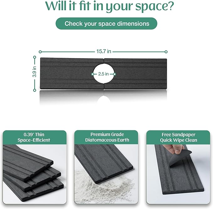 Stone Faucet Mat for Kitchen Sink Splash Guard 15.7" x 3.9" - Image 2