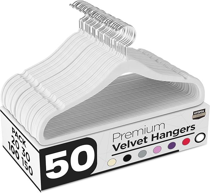 Utopia Home Velvet Hangers 50 Pack – Luxury Non-Slip Slim Pant & Coat Hangers by UTOPIAHOME