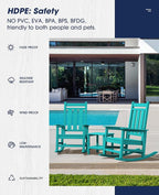 KINGYES Oversized Outdoor Rocking Chair Set of 2, All-Weather Patio Rocking Chairs for Porch, HDPE Outdoor Patio Rockers with High Back & Wide Seat for Garden, Lawn, Aruba - Image 5