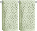 Artoid Mode 2 Pcs Light Green 3D Diamond Grid Jacquard Hand Towels by ArtoidMode