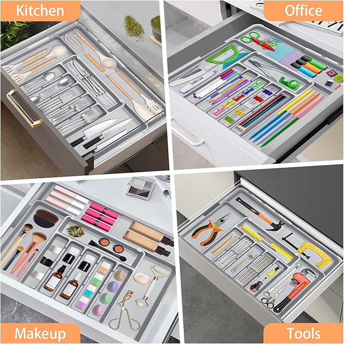 Silverware Organizer Expandable Kitchen Drawer Organizer Adjustable 22"x 19" - Image 9