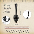 Heavy Duty Cast Iron Wall Hooks Non Rusting - Image 2