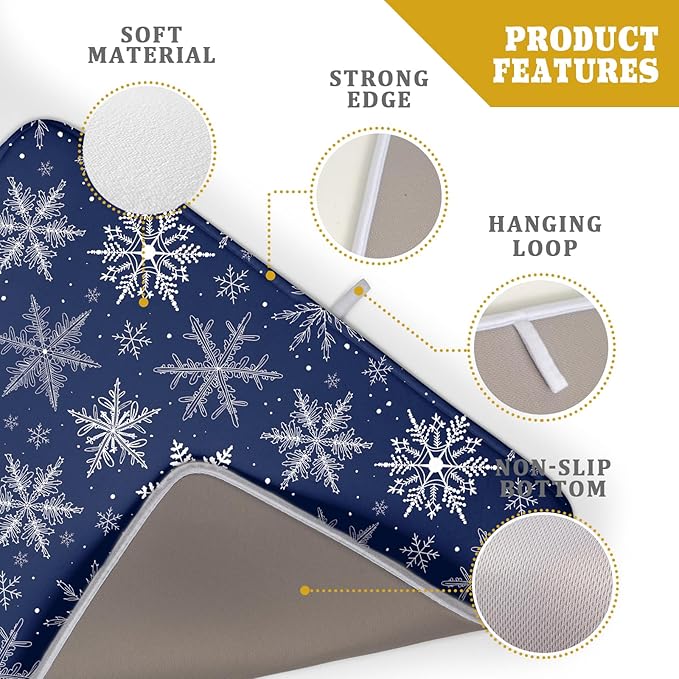 Winter Blue Snowflake Dish Drying Mat - Image 4