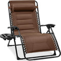 Best Choice Products Oversized Padded Zero Gravity Chair, Folding Outdoor Patio Recliner, XL Anti Gravity Lounger for Backyard w/Headrest, Cup Holder, Side Tray, Polyester Mesh - Dark Brown by BestChoiceProducts