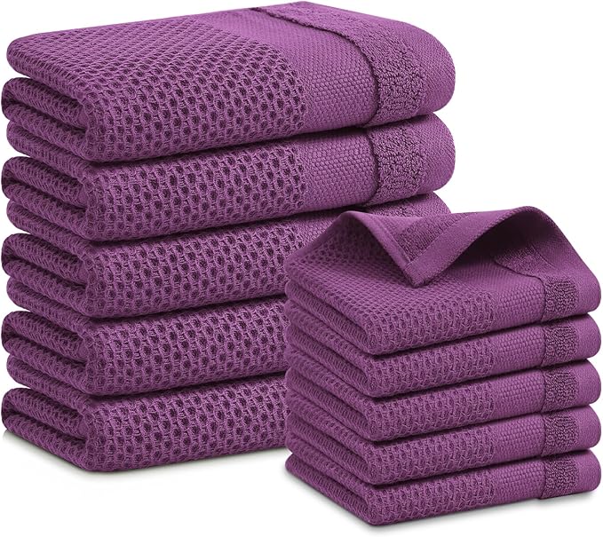 Homaxy Kitchen Towels and Dishcloths Set, 12 x 12 and 13 x 28 Inches, Super by Homaxy