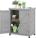 Outdoor Storage Cabinet & Potting Bench Table with Metal Top, Wooden Patio Furniture, Garden Workstation (Classic Grey, 36x31x17in) by OutdoorFurniture