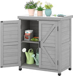 Outdoor Storage Cabinet & Potting Bench Table with Metal Top, Wooden Patio Furniture, Garden Workstation (Classic Grey, 36x31x17in) by OutdoorFurniture