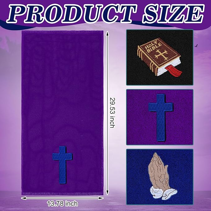 3 Pcs Easter Pastor Hand Towels, Christian Embroidered Religious Cross Cotton - Image 3