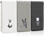 3 Pcs Funny Donkey Hand Towels Embroidered Donkey Farmhouse Decorative Bathroom by FuWeave