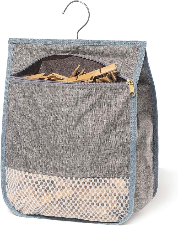 Laundry Clothespin Bag for Clothesline Outdoor, Clothes pin Bag by KOOZTI