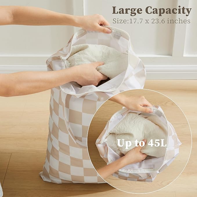 Checkered 2 Pcs Large Travel Laundry Bags - Image 6