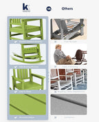 KINGYES Outdoor Rocking Chair Set of 2, High Density Polyethylene Patio Rocking Chairs with 330lbs Support for Adults, Pistachio Green - Image 5