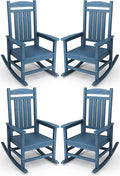 KINGYES HDPE Patio Rocking Chair Set of 4, Outdoor Rocking Chairs Porch Rocker for Adults, Navy by KINGYES