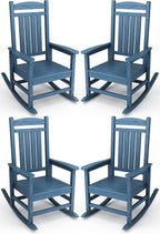 KINGYES HDPE Patio Rocking Chair Set of 4, Outdoor Rocking Chairs Porch Rocker for Adults, Navy by KINGYES