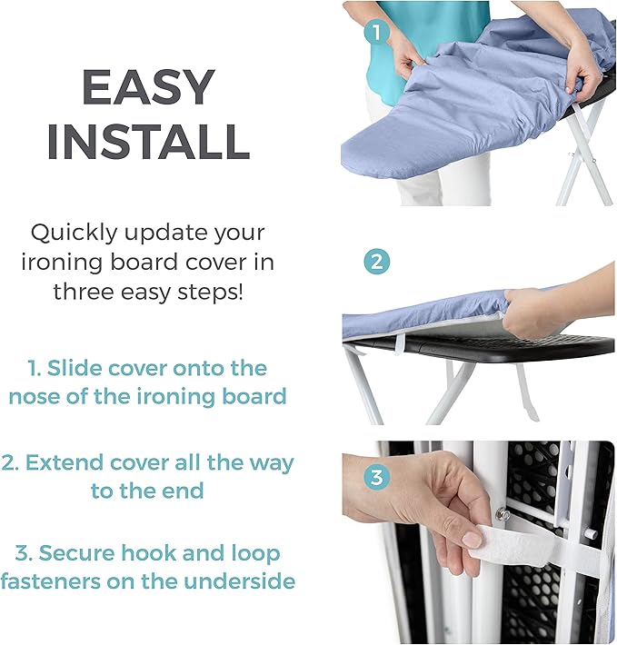 HOME GENIE Ironing Board Cover, Extra Thick Padding, Scorch Resistant Silicone - Image 7
