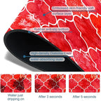 Watercolor Moroccan Marbled Kitchen Sink Splash Guard Faucet Mat Red Tiles - Image 3