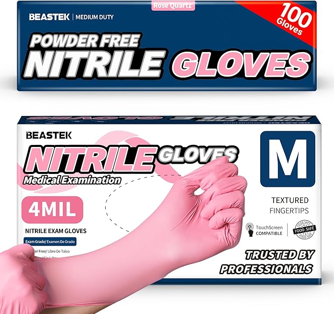Beastek Nitrile Disposable Exam Gloves, 4Mil 100Ct Powder-Free Latex-Free by Beastek