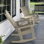 GREENVINES Outdoor Rocking Chair Set | 3-Piece | Desert Brown Wood Grain | 2 Rocking Chairs with 1 Side Table | Porch Rocker | HDPE Plastic | Patio Furniture Sets - Image 6