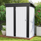Patiowell 5x3 FT Outdoor Storage Shed, Garden Tool Shed with Sloping Roof and Lockable Door, Metal Shed for Backyard Garden Patio Lawn, White by Patiowell