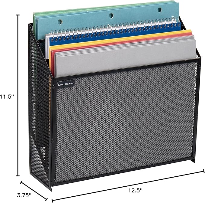 Mind Reader Vertical File Storage, Desktop Organizer, Wall Mount, Metal Mesh - Image 10