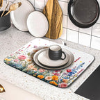 Colorful Flower Dish Drying Mat 16x18 Inch Botanical Floral Drainer Rack Mats - Image 5