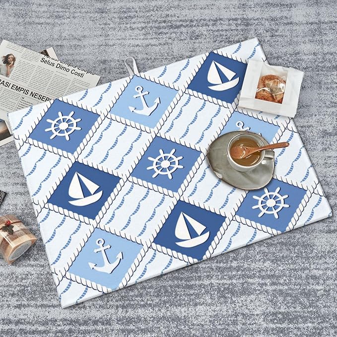 Vintage Nautical Sailboat Anchor Dish Drying Mat 18x24 - Image 8