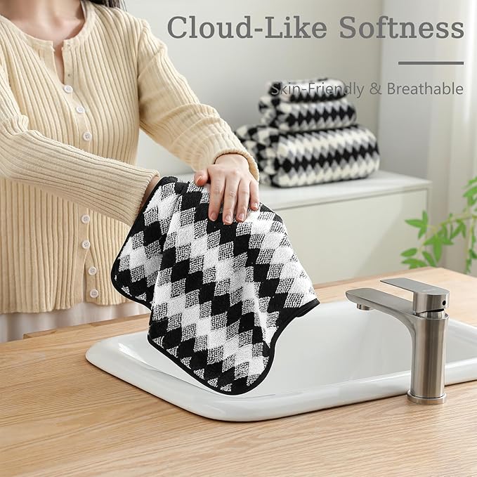 8 Piece Bathroom Towel Set Black White|2 Oversized Large Bath Towels Sheet - Image 8