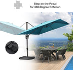 PURPLE LEAF 9'×11.5' Cantilever Patio Umbrella with Base Rectangle Offset Outdoor Umbrella Cover with Zipper for Garden Deck Pool Turquoise Blue - Image 5