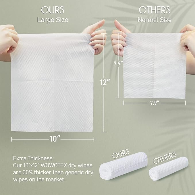 Christmas Style WOWOTEX Disposable Face Towel Biodegradable Large Dry Wipes 60 - Image 3