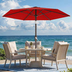AreShark 7.5FT Patio Umbrella Table Market Umbrella with 6 Sturdy Ribs, Button Tilt/Crank Heavy-Duty Round Outdoor Umbrellas for Garden, Deck, Backyard,and Pool, Red - Image 6