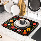 Boho Floral Dish Drying Mat 16x18 Inch Colorful Flower Dishes Dry Mats - Image 5