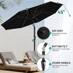 AreShark 9 FT Patio Umbrella for Outdoor, Outdoor Table Umbrella with Push Button Tilt and Crank, Outdoor Patio Umbrellas with 8 Sturdy Ribs for Market, Garden, Pool (Black) - Image 5
