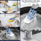 Dish Brush with Soap Dispenser Storage Set with 2 PCS Brush Refills & Holder - Image 5