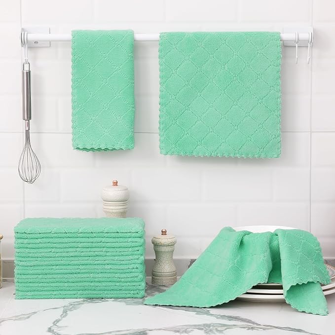 Homaxy 12 Pack Dish Towels for Kitchen, Super Soft and Absorbent Coral Velvet - Image 6