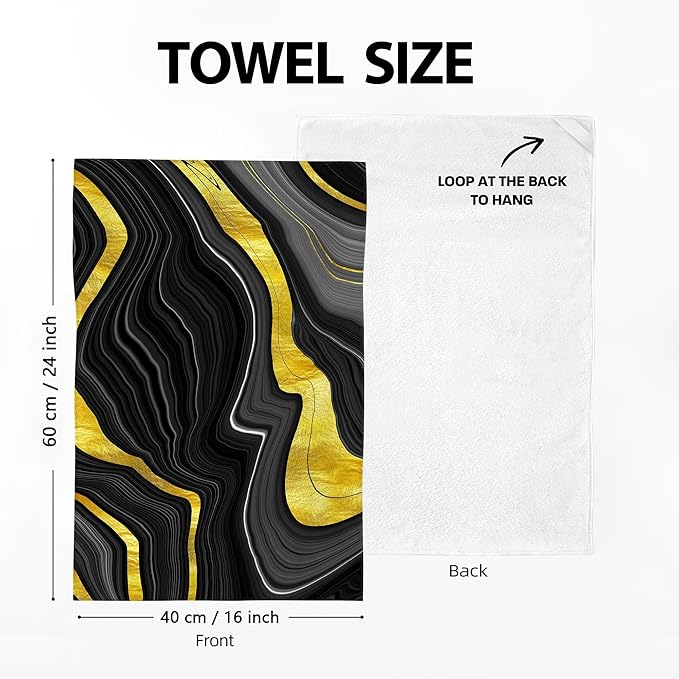 Black Gold Kitchen Dish Towels Set of 4 Soft Absorbent Marble Texture Black - Image 2