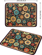 Boho Floral Dish Drying Mat for Kitchen Counter Absorbent Microfiber Flowers - Image 2